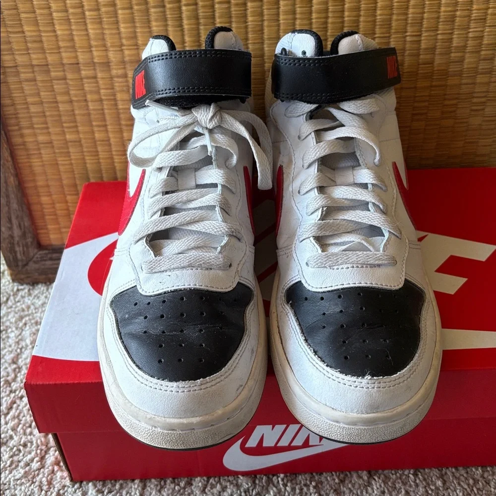 EUC NIKE: Court Borough Mid 2- Red and Black Basketball Sneakers EUC- Size 7Y